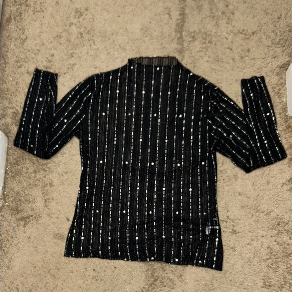 SHEIN Curve Black and Silver Glitter Top